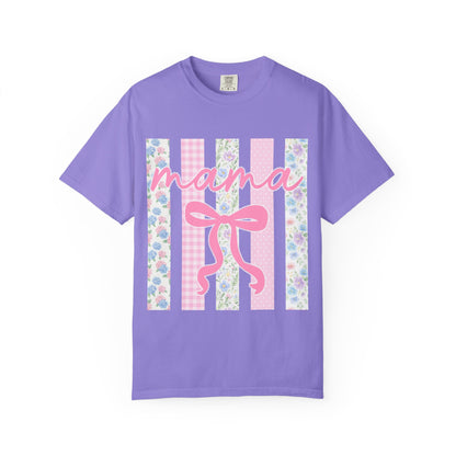 Mama Floral Bow T-Shirt — Mother's Day Pink Striped Tee