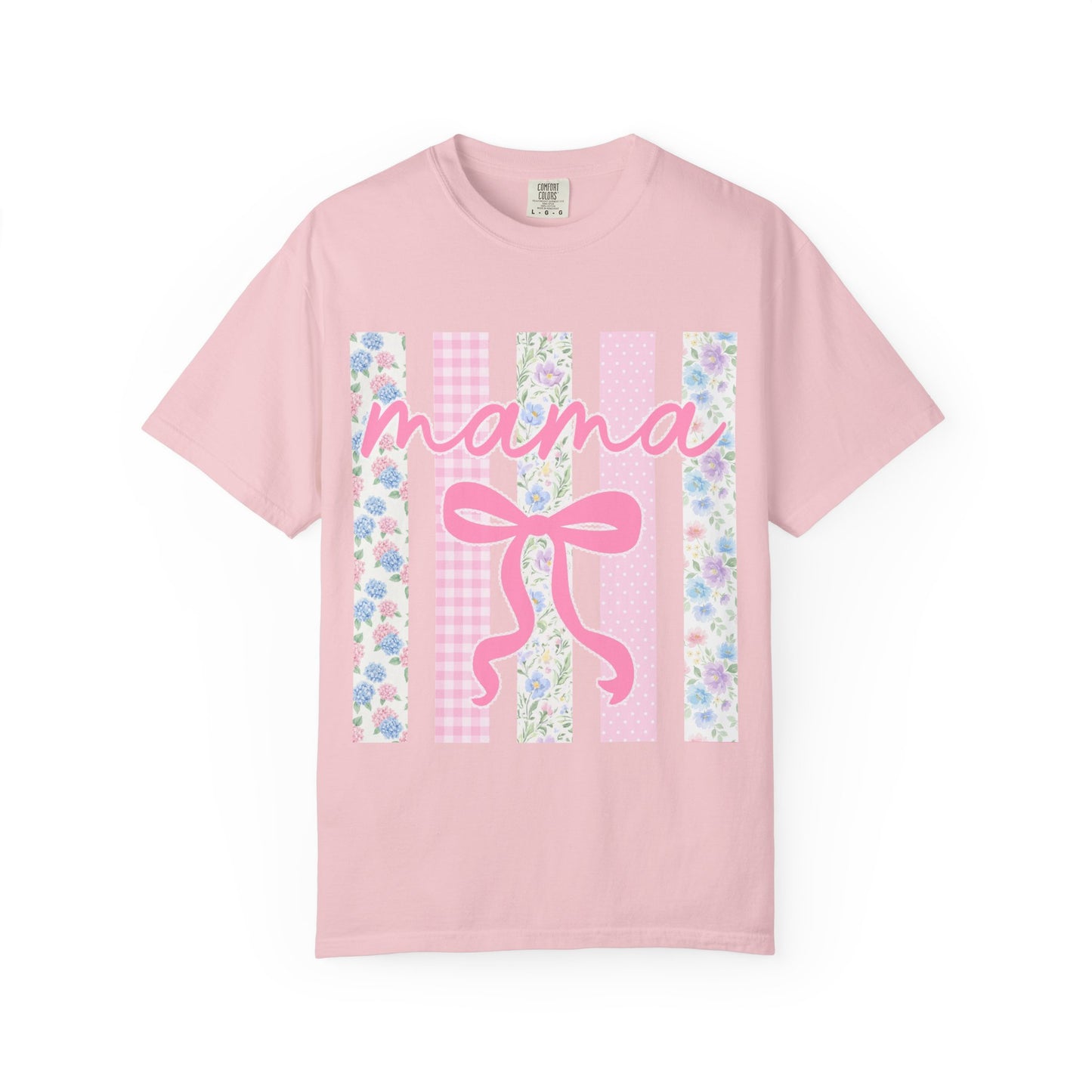Mama Floral Bow T-Shirt — Mother's Day Pink Striped Tee