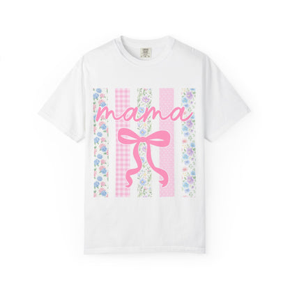 Mama Floral Bow T-Shirt — Mother's Day Pink Striped Tee
