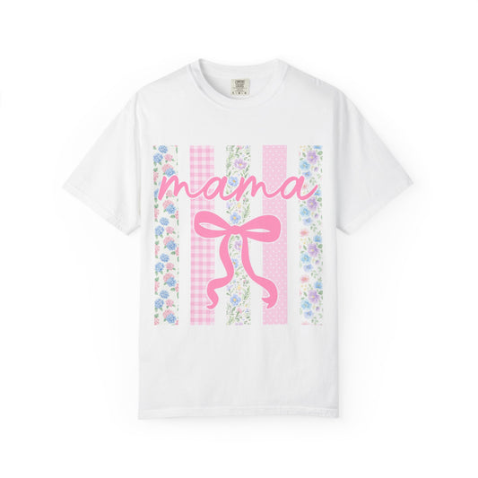 Mama Floral Bow T-Shirt — Mother's Day Pink Striped Tee
