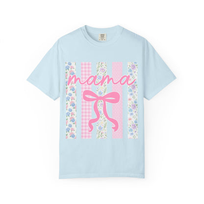 Mama Floral Bow T-Shirt — Mother's Day Pink Striped Tee