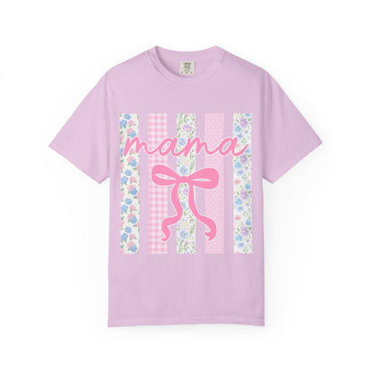 Mama Floral Bow T-Shirt — Mother's Day Pink Striped Tee