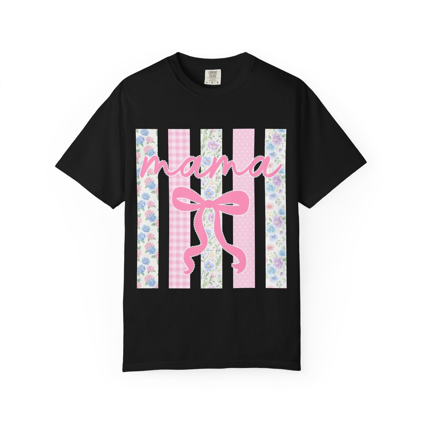 Mama Floral Bow T-Shirt — Mother's Day Pink Striped Tee
