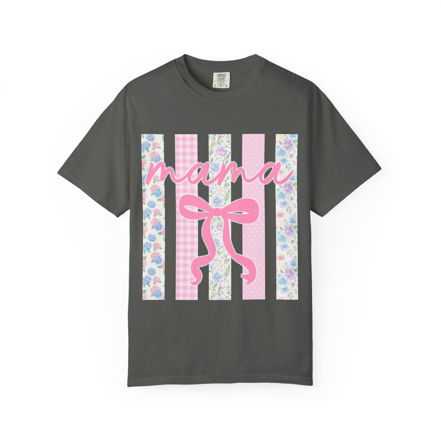 Mama Floral Bow T-Shirt — Mother's Day Pink Striped Tee