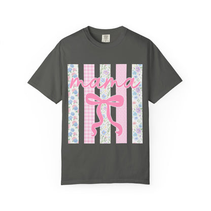 Mama Floral Bow T-Shirt — Mother's Day Pink Striped Tee
