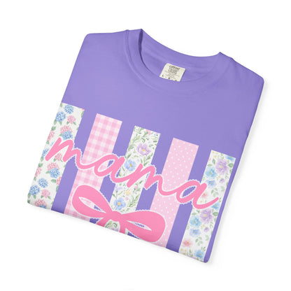 Mama Floral Bow T-Shirt — Mother's Day Pink Striped Tee