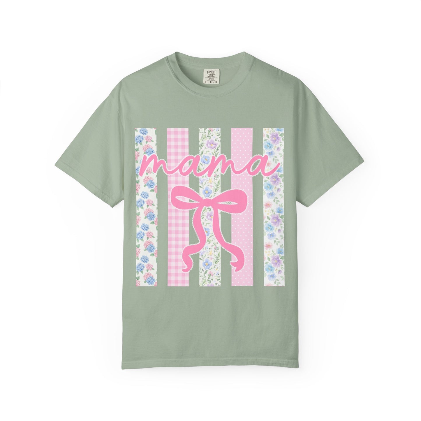 Mama Floral Bow T-Shirt — Mother's Day Pink Striped Tee